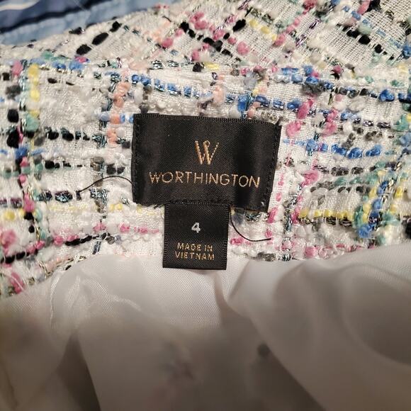 Worthington Sz 4 Pastel Tweed Midi Skirt Size 4 Lined Back Zip Easter Spring - Picture 8 of 11